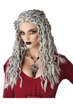 Gray Crinkle Dreads Costume Wig For Women