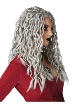 Gray Crinkle Dreads Costume Wig For Women -Halloween Costumes gray crinkle dreads wig alt 2