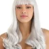 Gray Wavy Long Wig 1 Gray Wavy Long Wig -Halloween Costumes gray full wavy wig