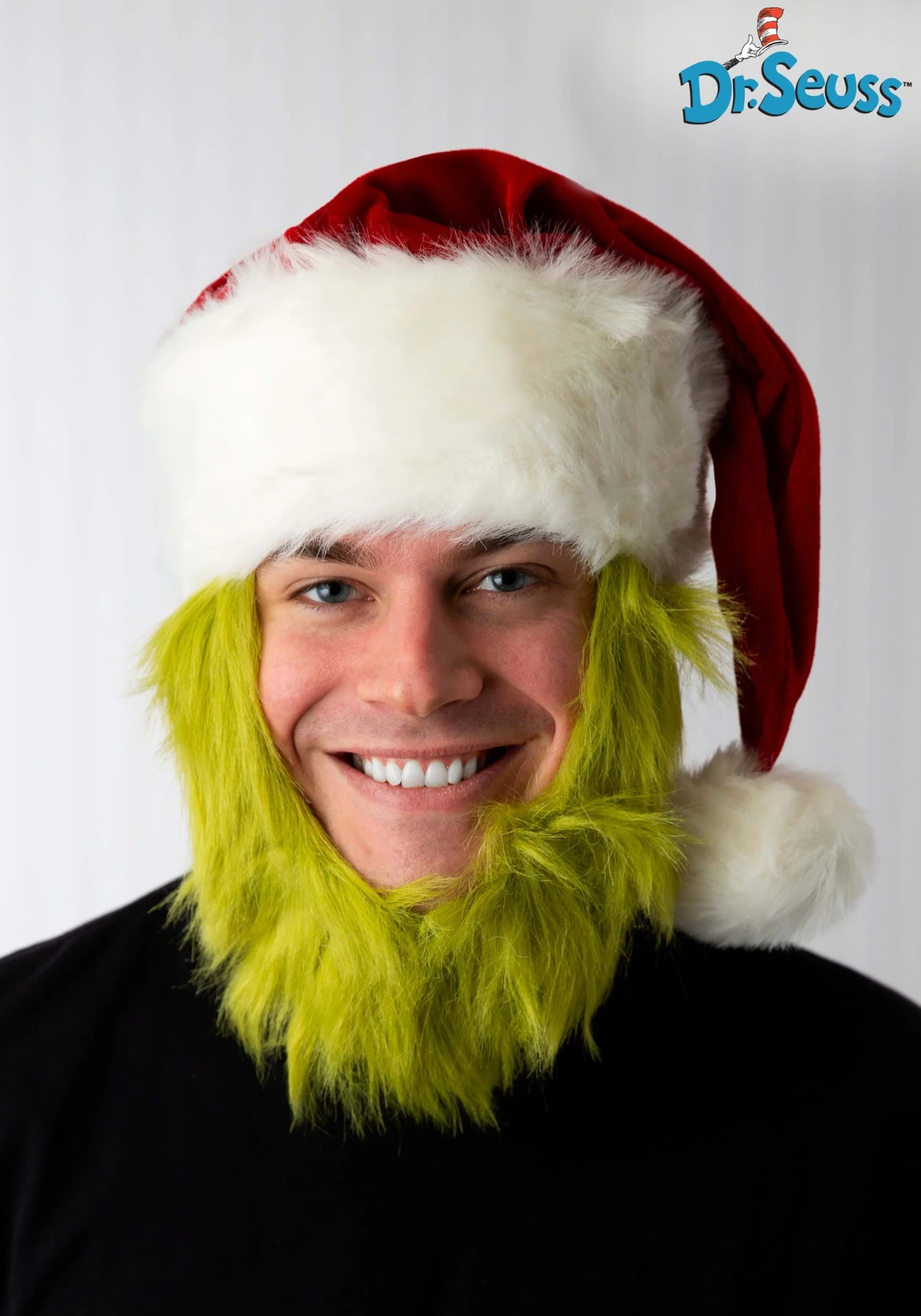 Grinch Costume Hat With Fur Beard 3 Grinch Costume Hat With Fur Beard
