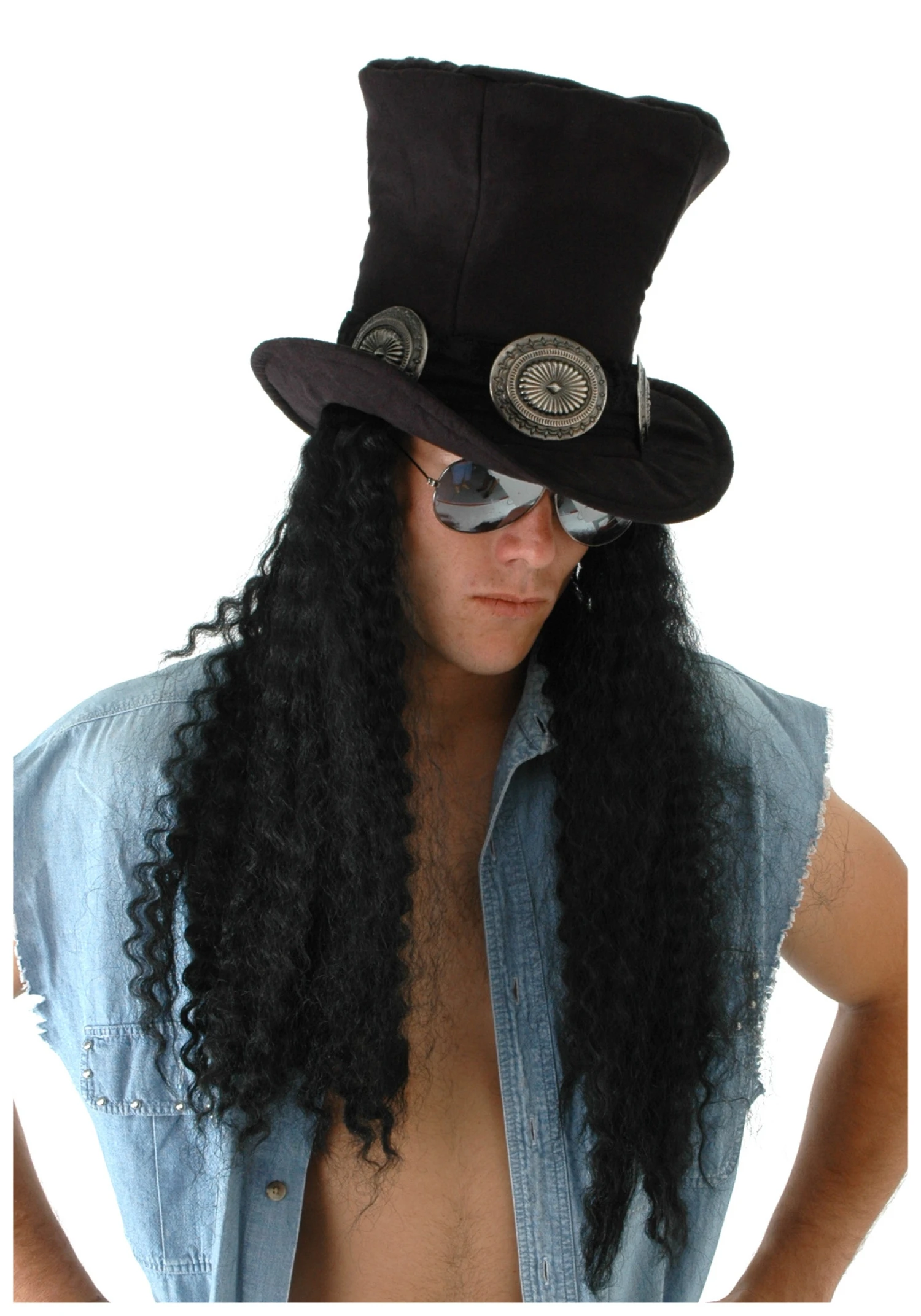 Guitarist Superstar Costume Hat With Hair 3 Guitarist Superstar Costume Hat With Hair