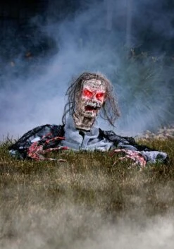 Half Body Zombie With Light Up Red Eyes Halloween Decoration