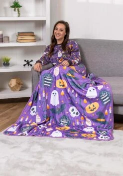 Halloween Mischief Comfy Throw Blanket 9 Halloween Mischief Comfy Throw Blanket -Halloween Costumes halloween mischief throw blanket alt 2