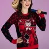 Harley Quinn Hammer Time Ugly Christmas Sweater -Halloween Costumes harley quinn hammer time adult ugly christmas sweater 2 0