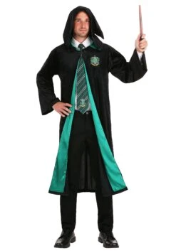 Harry Potter Deluxe Slytherin Robe Costume For Adults -Halloween Costumes harry potter adult deluxe slytherin robe 1