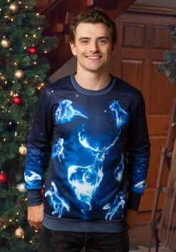 Harry Potter Patronus Ugly Sweatshirt For Adults 34 Harry Potter Patronus Ugly Sweatshirt For Adults -Halloween Costumes harry potter patronus ugly sweater alt 15