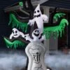 7.25FT Haunted Ghost Tree With Tombstone Inflatable Decoration -Halloween Costumes haunted tree inflatable decoration
