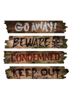 Fun World Haunted Warnings Window Boards Prop Decoration 6 Fun World Haunted Warnings Window Boards Prop Decoration -Halloween Costumes haunted window boards w words alt 1