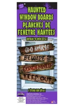 Fun World Haunted Warnings Window Boards Prop Decoration 7 Fun World Haunted Warnings Window Boards Prop Decoration -Halloween Costumes haunted window boards w words alt 2