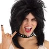 Heavy Metal Rocker Black Wig For Women 1 Heavy Metal Rocker Black Wig For Women -Halloween Costumes heavy metal rocker black wig