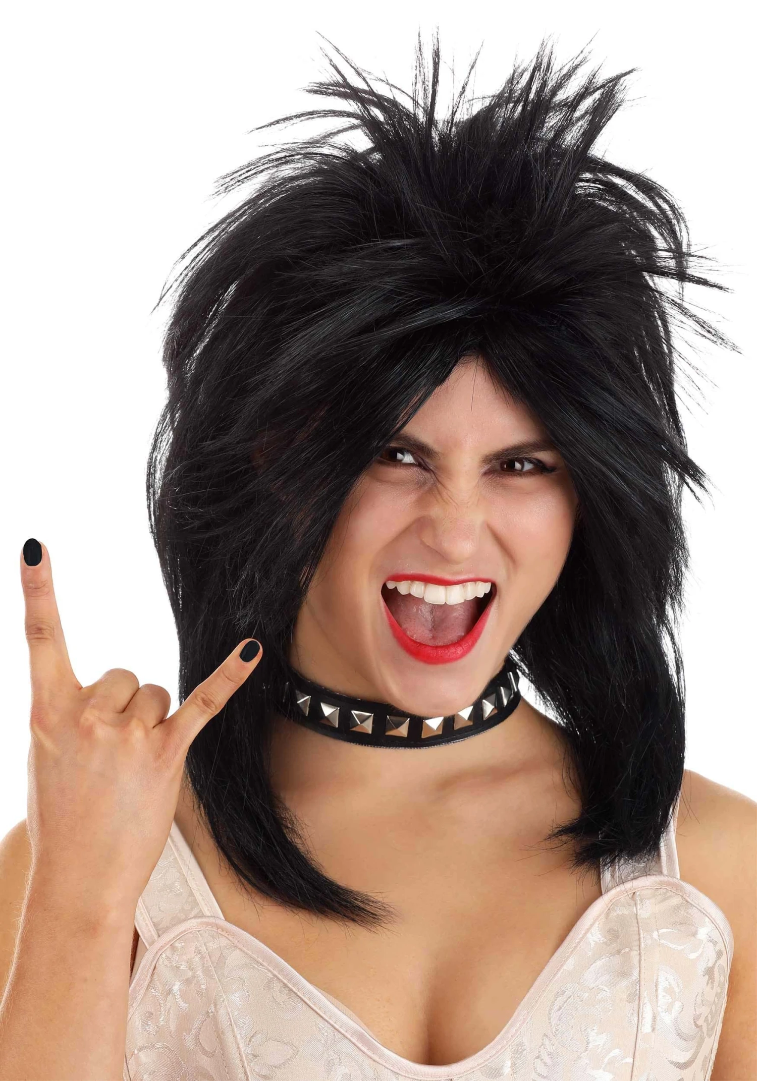 Heavy Metal Rocker Black Wig For Women 3 Heavy Metal Rocker Black Wig For Women