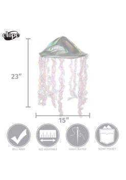 Holographic Jellyfish Soft Costume Hat 11 Holographic Jellyfish Soft Costume Hat -Halloween Costumes holographic jellyfish plush hat alt 4