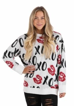 Hugs And Kisses Valentine's Day Adult Sweater 15 Hugs And Kisses Valentine's Day Adult Sweater -Halloween Costumes hugs and kisses valentines day sweater alt 11