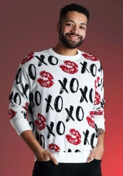 Hugs And Kisses Valentine's Day Adult Sweater 10 Hugs And Kisses Valentine's Day Adult Sweater -Halloween Costumes hugs and kisses valentines day sweater alt 2