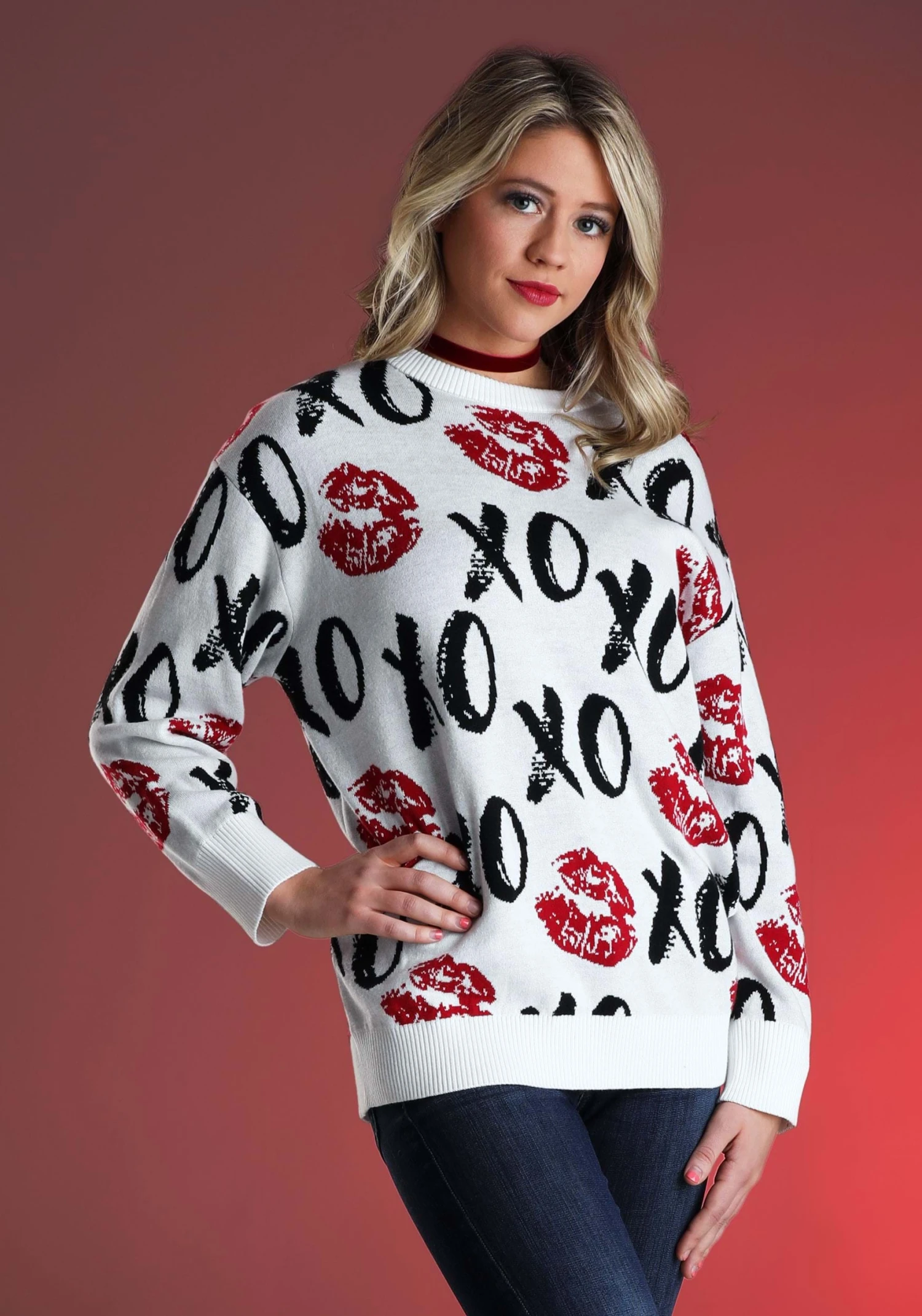 Hugs And Kisses Valentine's Day Adult Sweater 3 Hugs And Kisses Valentine's Day Adult Sweater