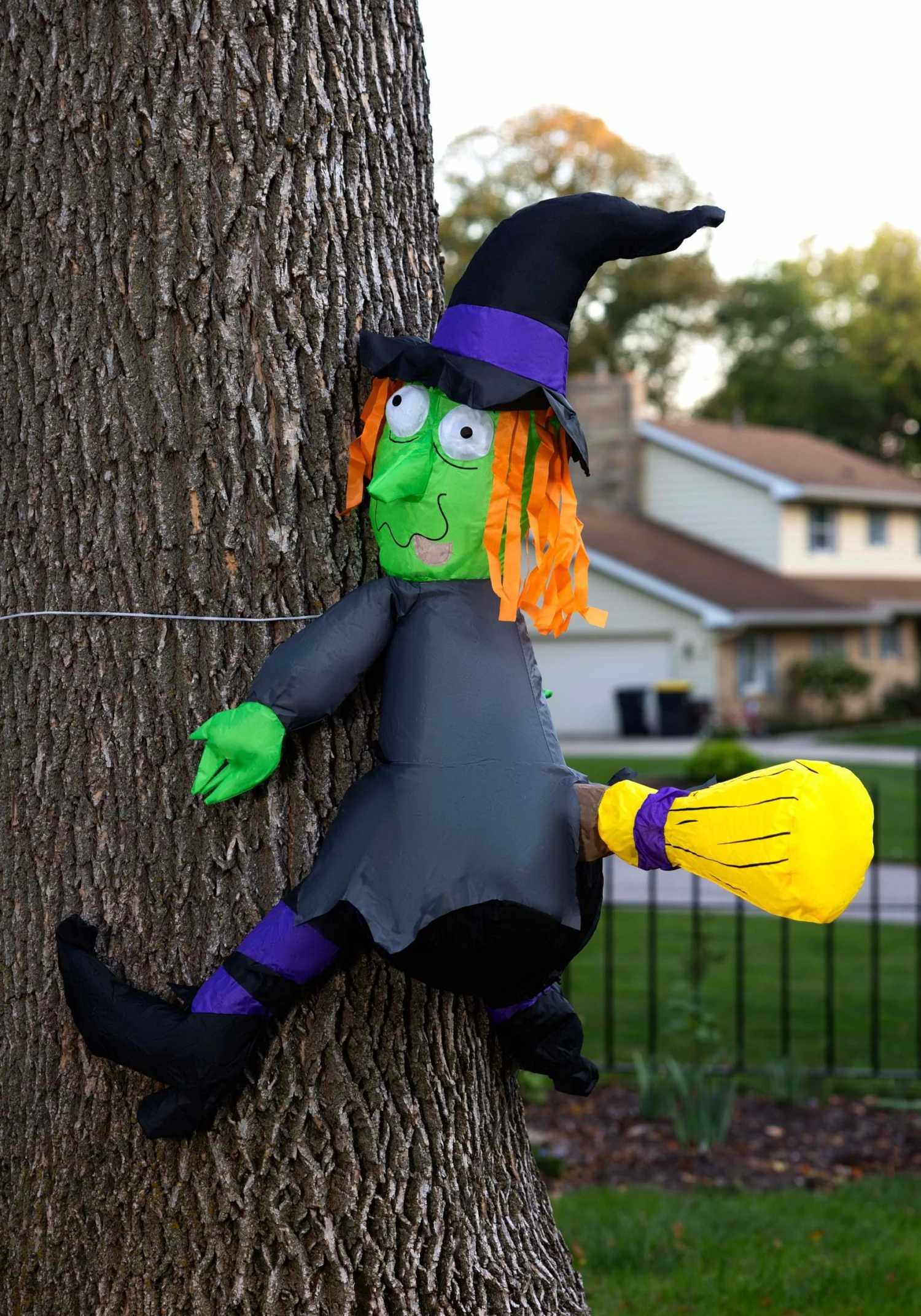Inflatable 4FT Crashing Witch On A Tree Decoration 3 Inflatable 4FT Crashing Witch On A Tree Decoration
