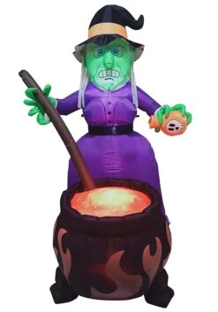 6FT Inflatable Witch And Cauldron Halloween Decoration -Halloween Costumes inflatable 6 ft witch and cauldron alt 2