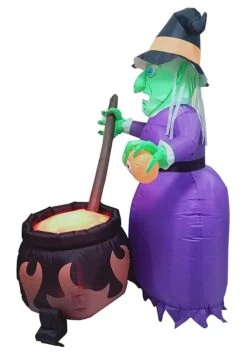 6FT Inflatable Witch And Cauldron Halloween Decoration -Halloween Costumes inflatable 6 ft witch and cauldron alt 3