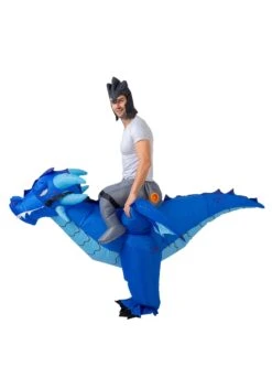 Inflatable Blue Dragon Ride-On Costume For Adults 9 Inflatable Blue Dragon Ride-On Costume For Adults -Halloween Costumes inflatable adult blue dragon ride on costume alt 2
