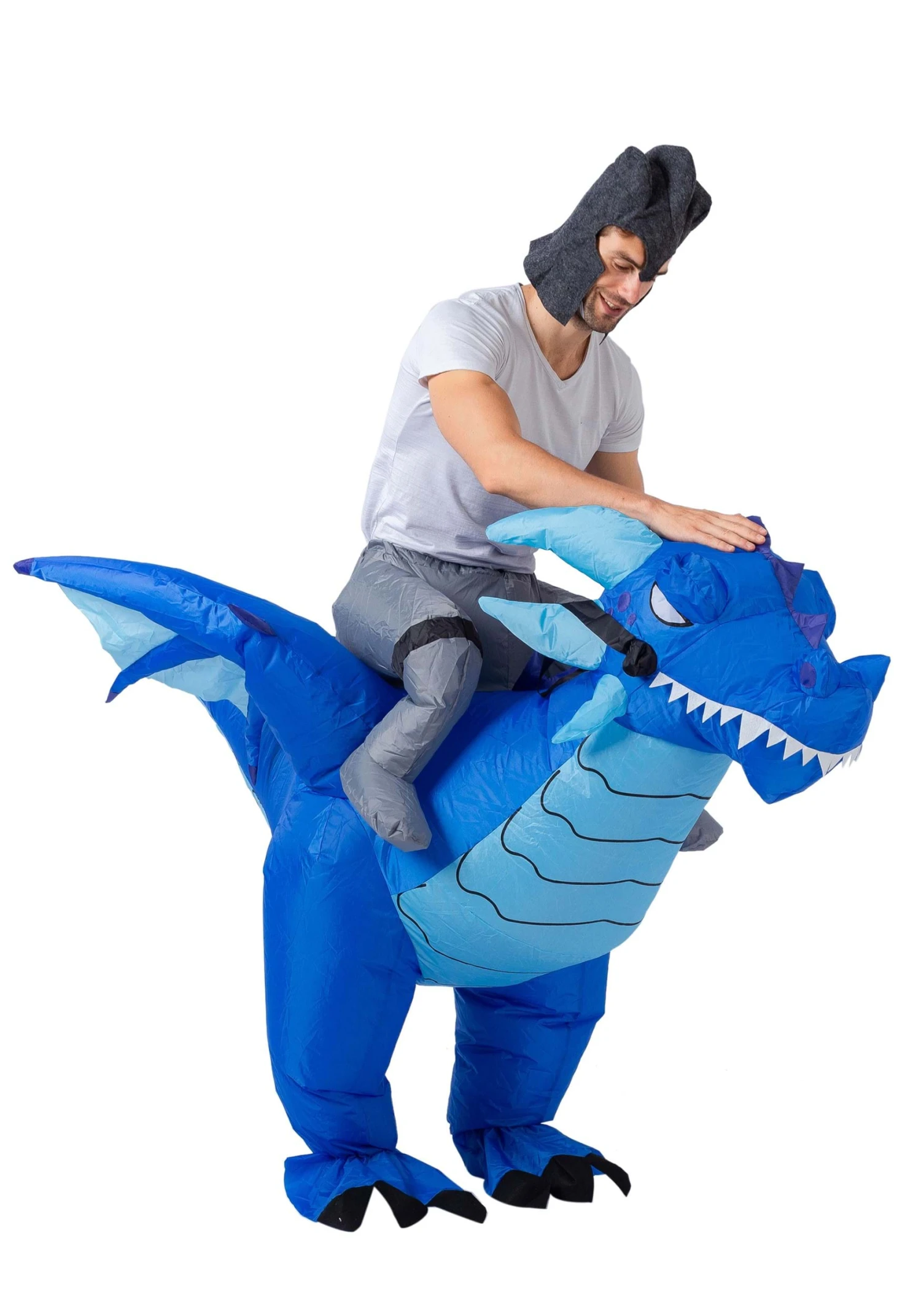 Inflatable Blue Dragon Ride-On Costume For Adults 3 Inflatable Blue Dragon Ride-On Costume For Adults