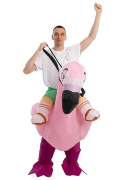 Inflatable Flamingo Ride-On Adult Costume -Halloween Costumes inflatable adult flamingo ride on costume alt 2