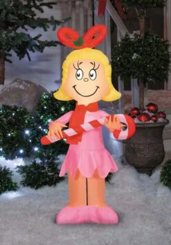 Inflatable Cindy Lou Who With Candy Cane Decoration