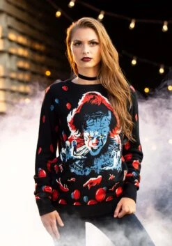 IT (2019) Pennywise Adult Halloween Sweater -Halloween Costumes it 2019 pennywise halloween sweater for adults alt 1
