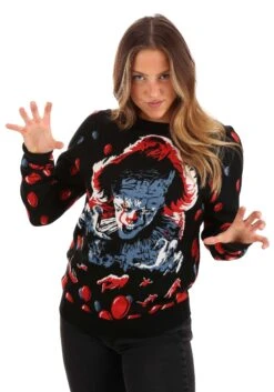IT (2019) Pennywise Adult Halloween Sweater -Halloween Costumes it 2019 pennywise halloween sweater for adults alt 4
