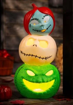 Jack, Sally And Oogie Boogie Light Up Pumpkin Stack Halloween Decoration