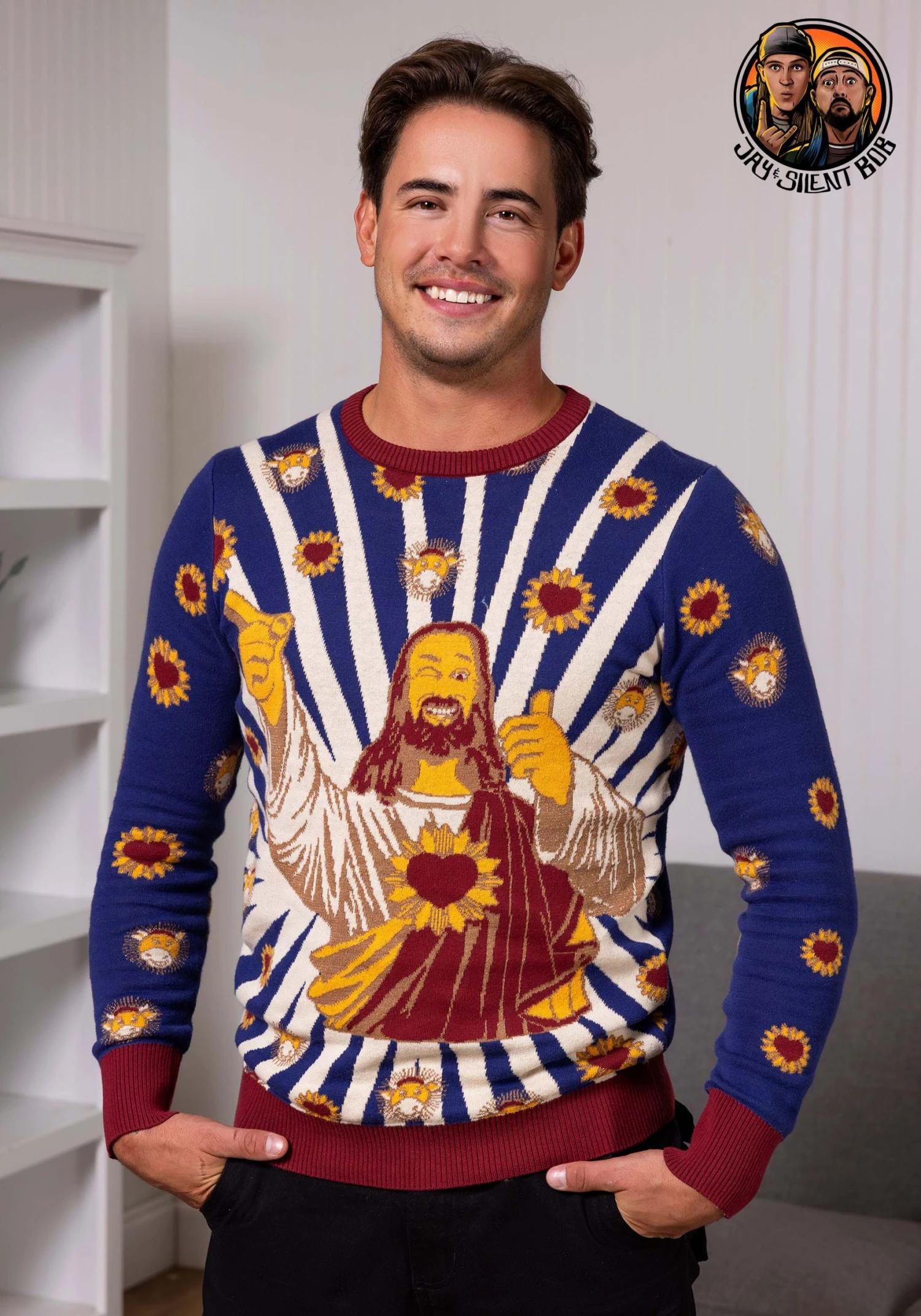Jay And Silent Bob Buddy Christ Jesus Ugly Christmas Sweater 3 Jay And Silent Bob Buddy Christ Jesus Ugly Christmas Sweater