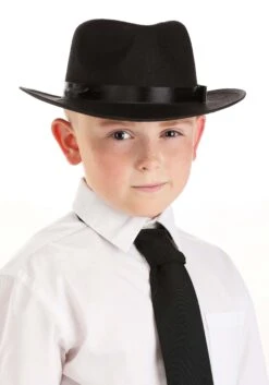 Black Gangster Costume Hat For Kids