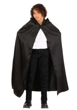 Black Hooded Cloak For Kids -Halloween Costumes kids black hooded cloak alt 1
