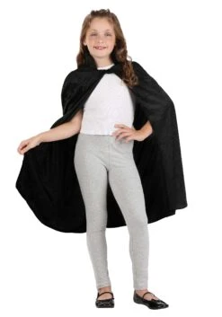 Black Velveteen Cape For Kids