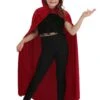 Red Velvet Hooded Cape For Kids
