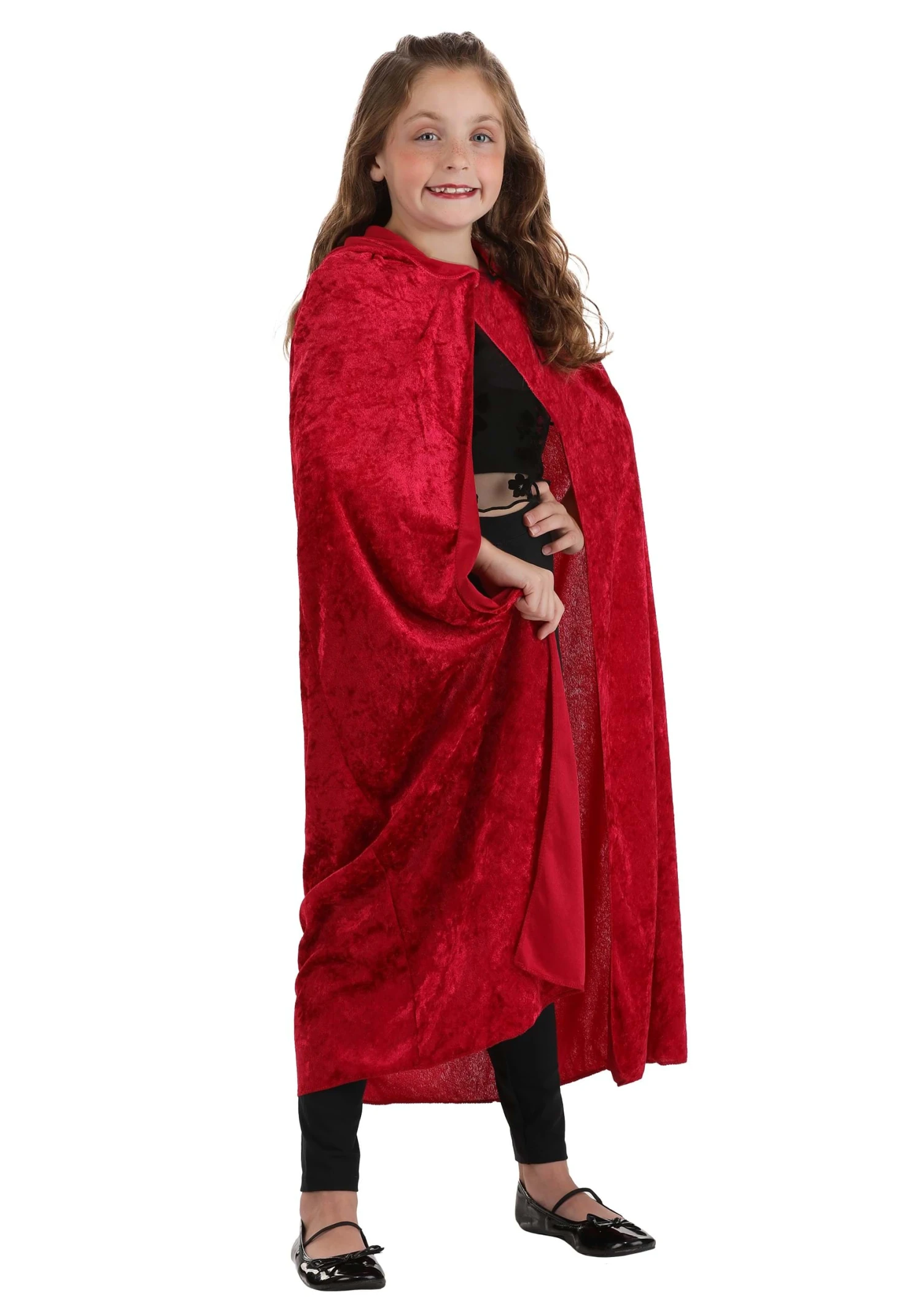 Red Velvet Hooded Cape For Kids 4 Red Velvet Hooded Cape For Kids - Image 2
