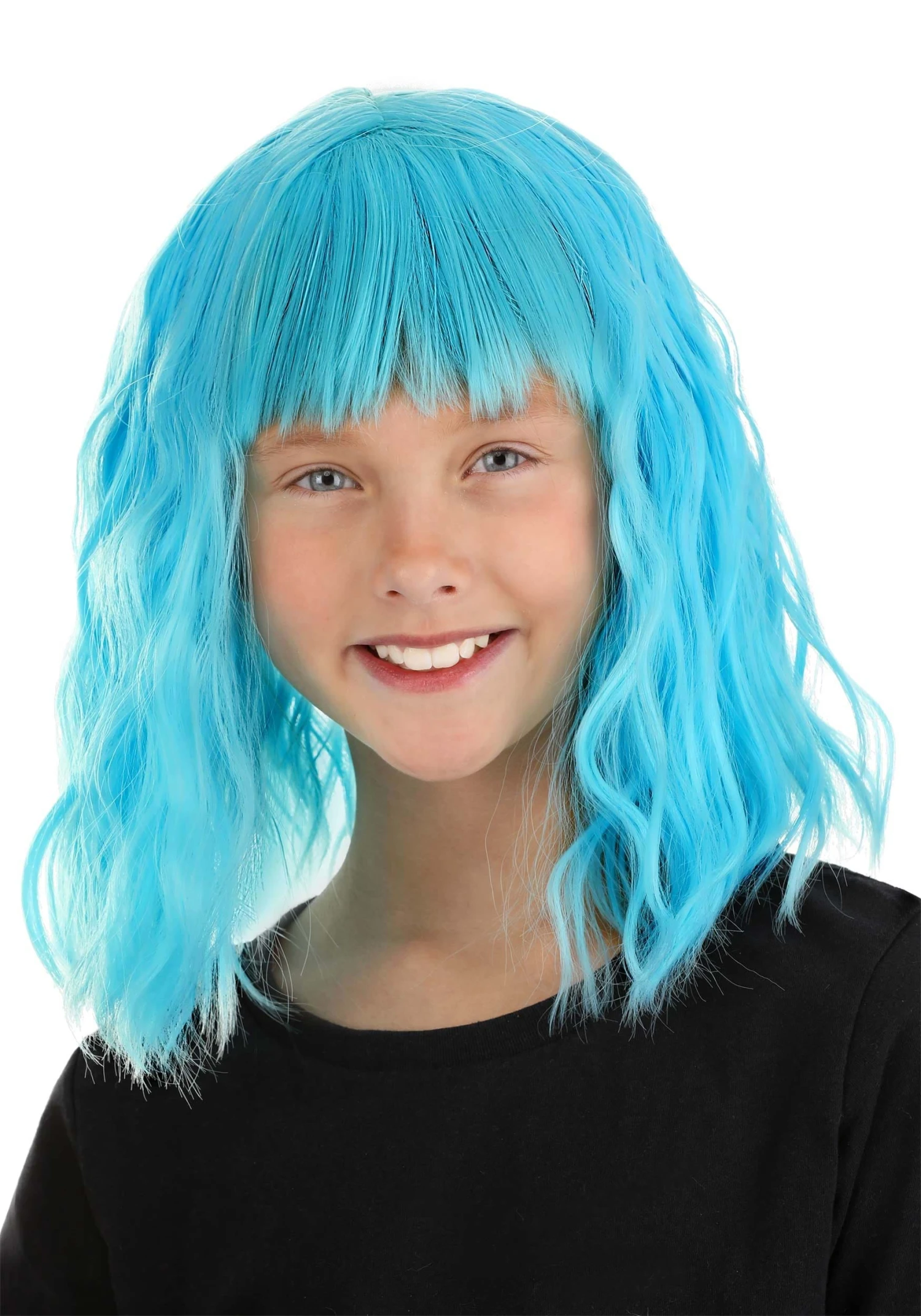 Sky Blue Wavy Wig For Kids 3 Sky Blue Wavy Wig For Kids