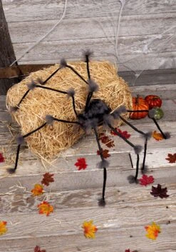 Large Hairy Gray Spider Halloween Decoration