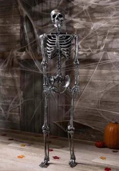 Life Size Dark Silver Skeleton Halloween Decoration