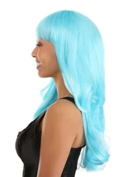 Light Blue Full Wavy Wig Accessory 8 Light Blue Full Wavy Wig Accessory -Halloween Costumes light blue full wavy wig alt 2