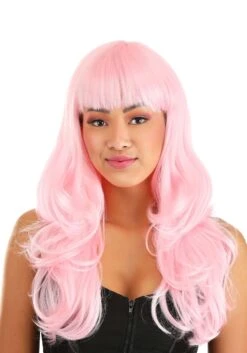 Women's Light Pink Full Wavy Costume Wig