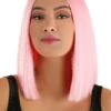 Light Pink Women's Long Bob Costume Wig 2 Light Pink Women's Long Bob Costume Wig -Halloween Costumes light pink long bob wig