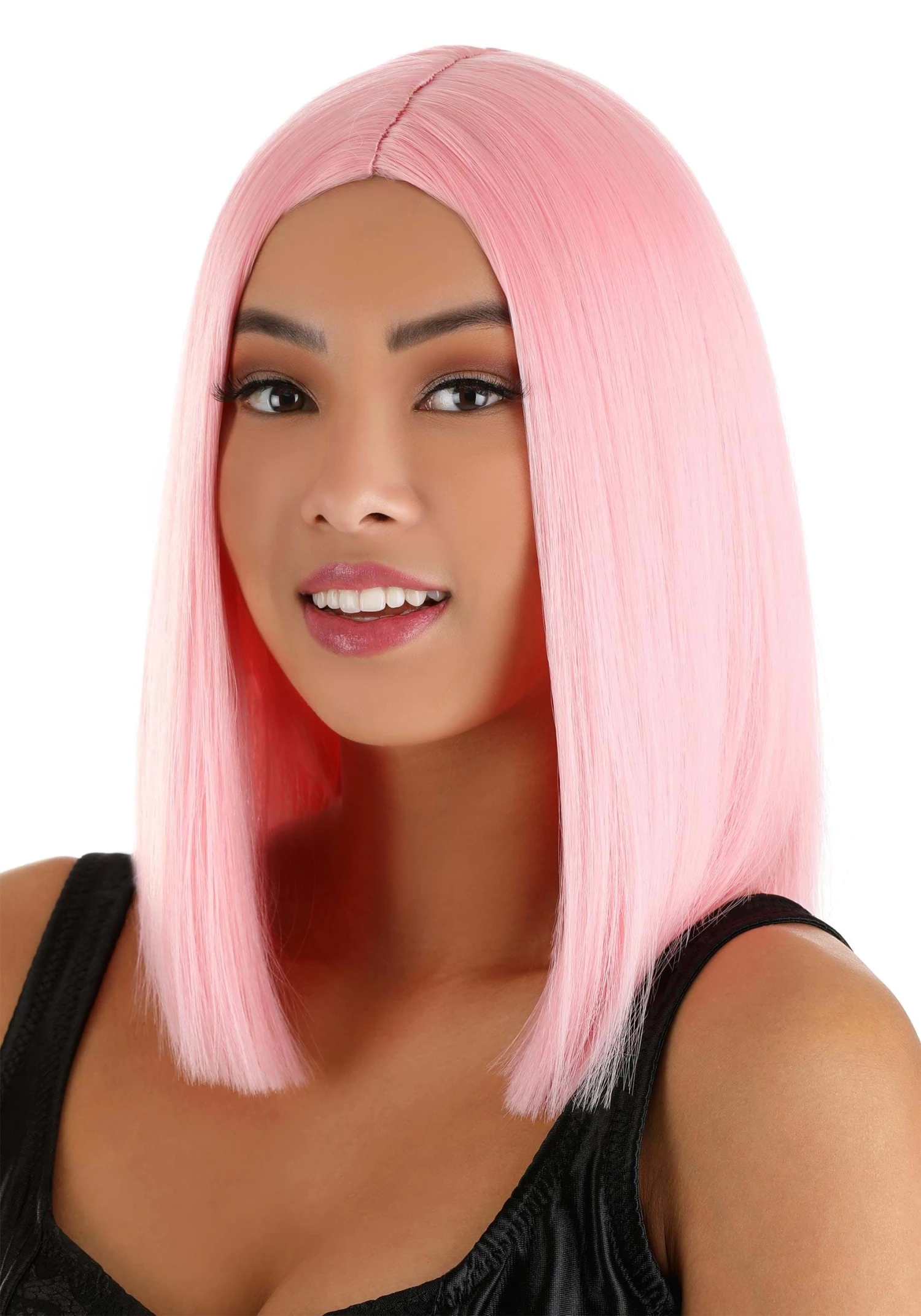 Light Pink Women's Long Bob Costume Wig 4 Light Pink Women's Long Bob Costume Wig - Image 2