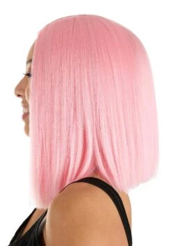 Light Pink Women's Long Bob Costume Wig 9 Light Pink Women's Long Bob Costume Wig -Halloween Costumes light pink long bob wig alt 3
