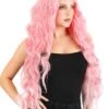 Light Pink Long Wavy Wig For Women 2 Light Pink Long Wavy Wig For Women -Halloween Costumes light pink long wavy wig
