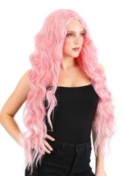 Light Pink Long Wavy Wig For Women