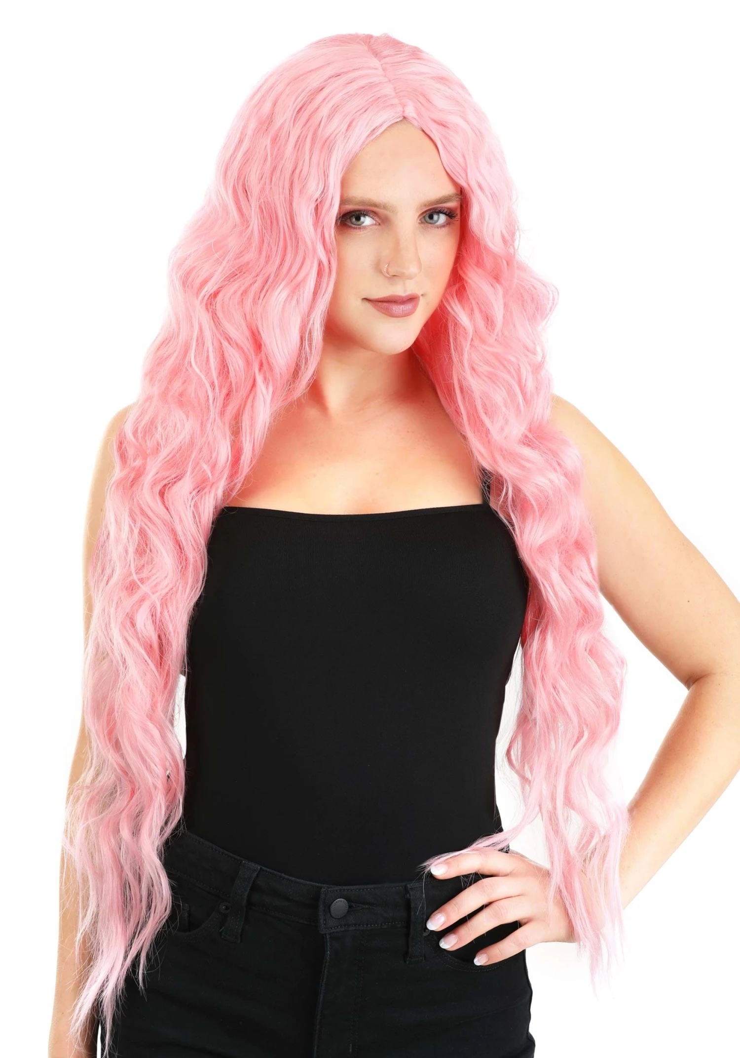 Light Pink Long Wavy Wig For Women 4 Light Pink Long Wavy Wig For Women - Image 2