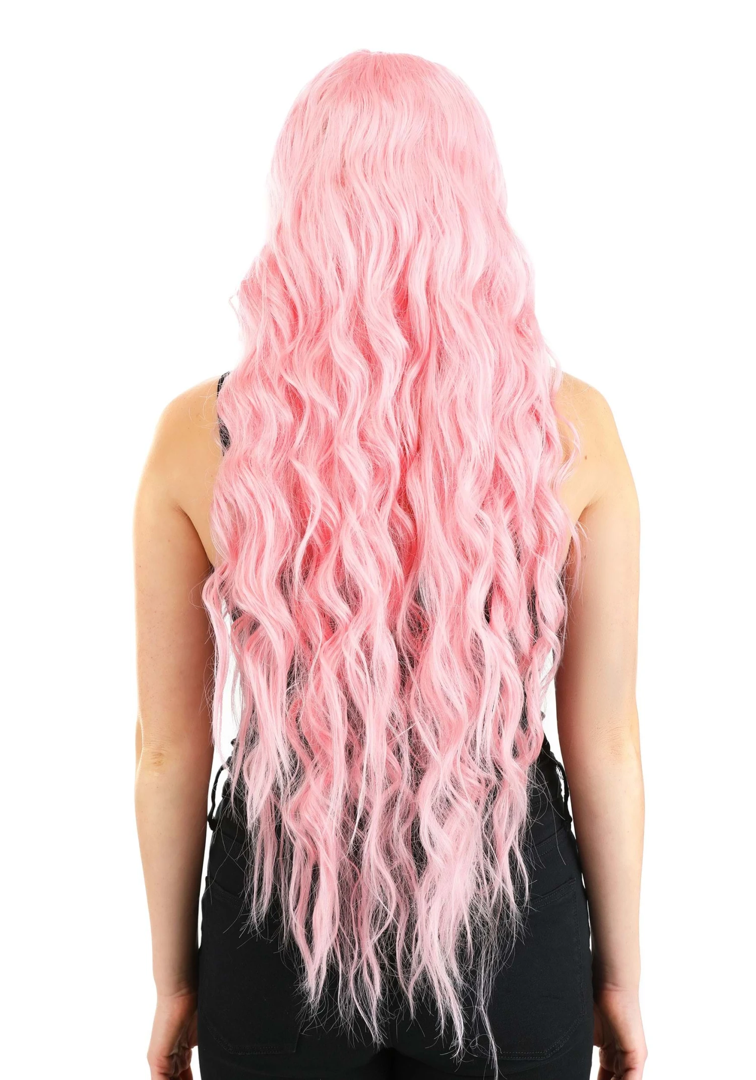 Light Pink Long Wavy Wig For Women 5 Light Pink Long Wavy Wig For Women - Image 3