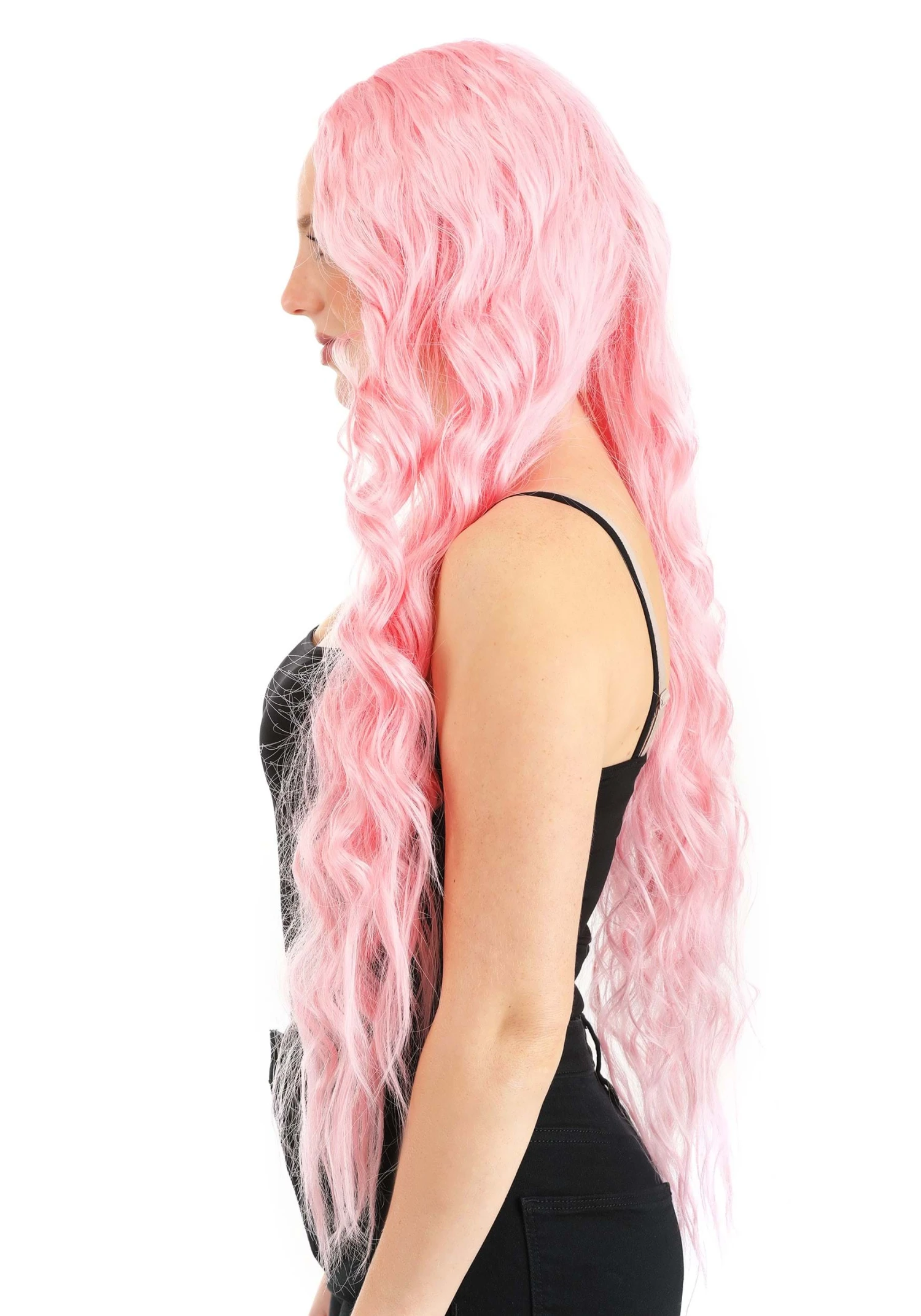 Light Pink Long Wavy Wig For Women 6 Light Pink Long Wavy Wig For Women - Image 4