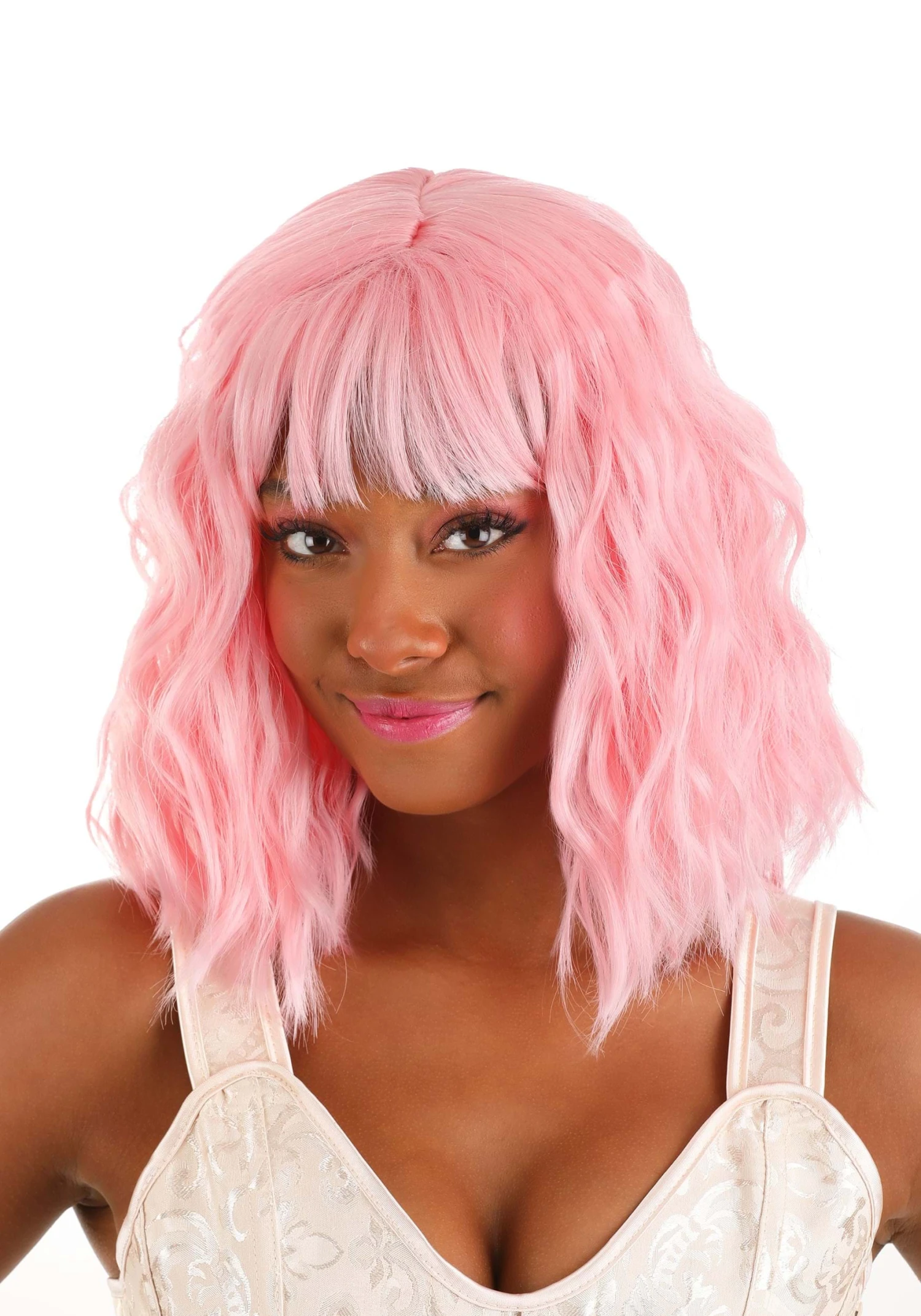 Light Pink Wavy Wig For Women 3 Light Pink Wavy Wig For Women