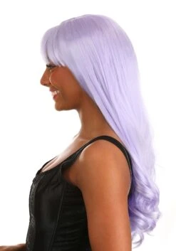 Light Purple Long Wavy Wig For Women -Halloween Costumes light purple long wavy wig alt 3